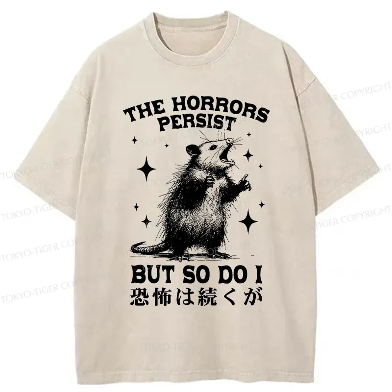 Tokyo-Tiger Possum Suffering Terror Washed T-Shirt