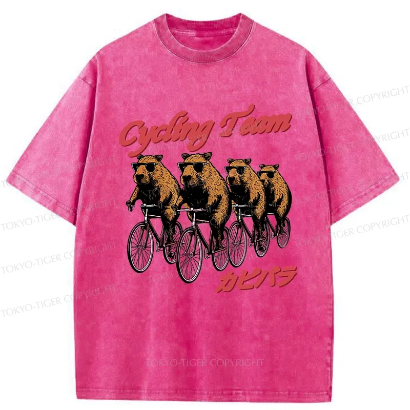 Tokyo-Tiger Capybara Cycling Team Washed T-Shirt