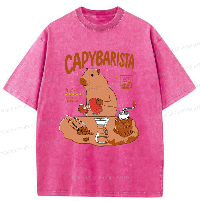 Tokyo-Tiger Capybara Brew Coffee Washed T-Shirt
