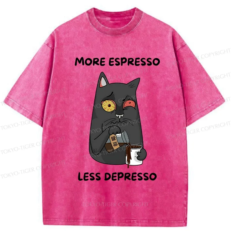 Tokyo-Tiger Japan More Espresso Less Depresso Washed T-Shirt