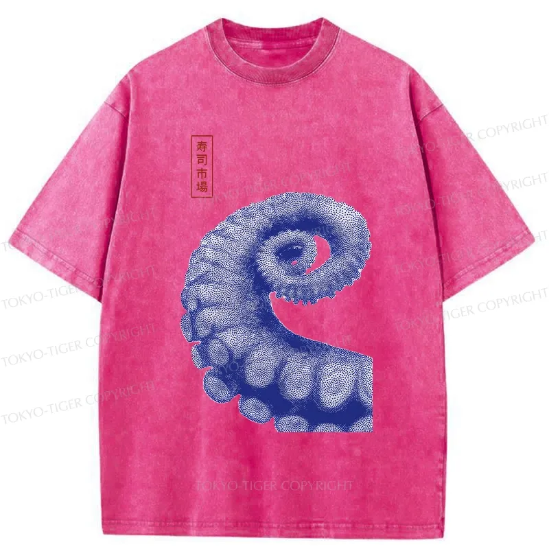 Tokyo-Tiger Octopus Tentacle Washed T-Shirt