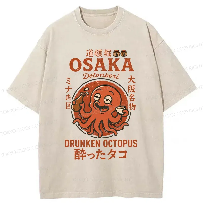 Tokyo-Tiger Dotonbori Octopu Washed T-Shirt