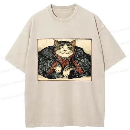 Tokyo-Tiger Kind Cat Washed T-Shirt
