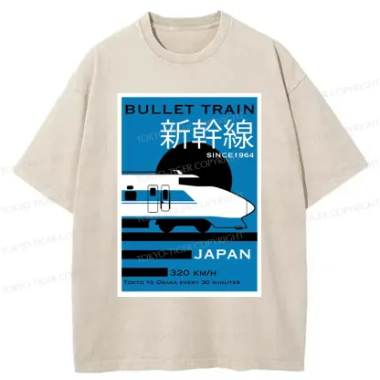 Tokyo-Tiger Japanese Shinkansen Poster Washed T-Shirt