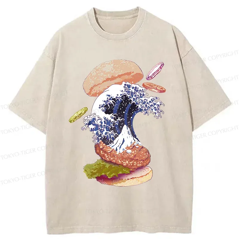Tokyo-Tiger Delicious Burgers Washed T-Shirt