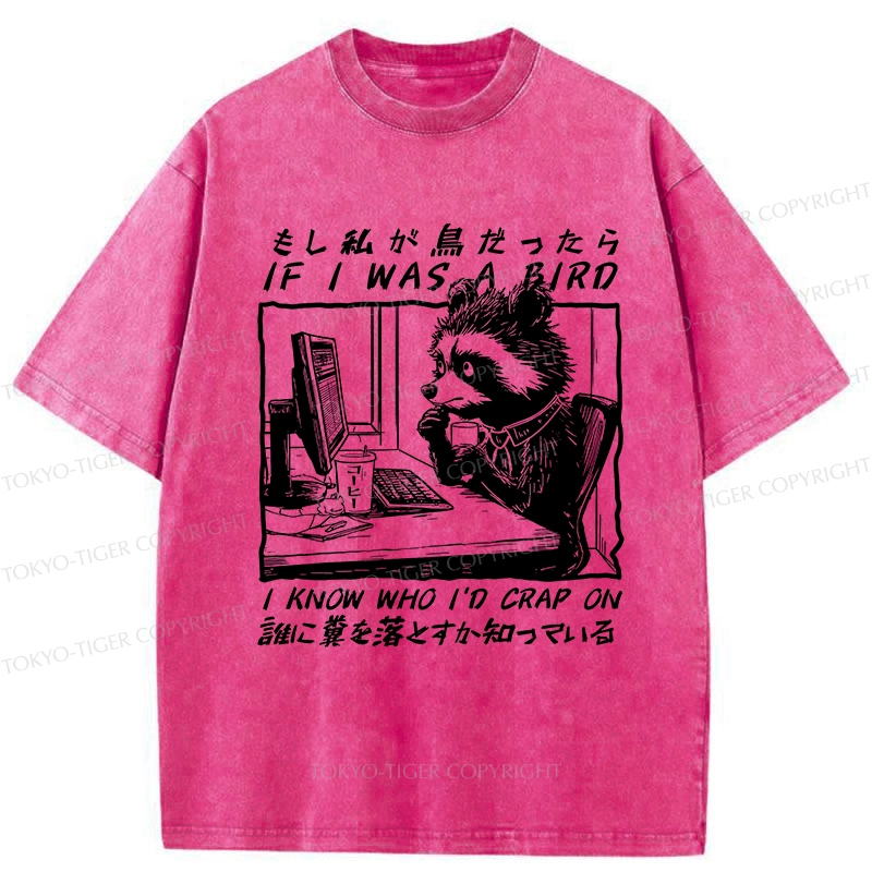 Tokyo-Tiger Funny If I Was A Bird Washed T-Shirt