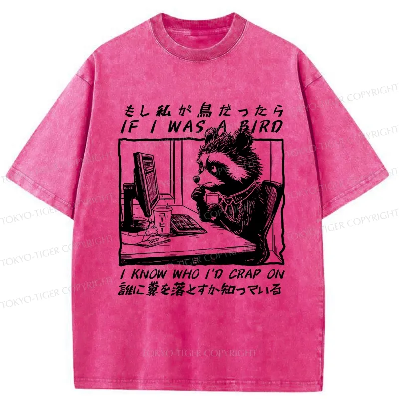 Tokyo-Tiger Funny If I Was A Bird Washed T-Shirt