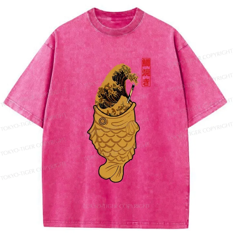 Tokyo-Tiger The Great Wave Off Taiyaki Washed T-Shirt