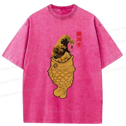 Tokyo-Tiger The Great Wave Off Taiyaki Washed T-Shirt