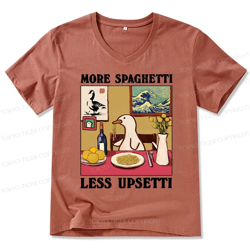 Tokyo-Tiger More Spaghetti Less Upsetti Goose V-Neck Classic T-Shirt