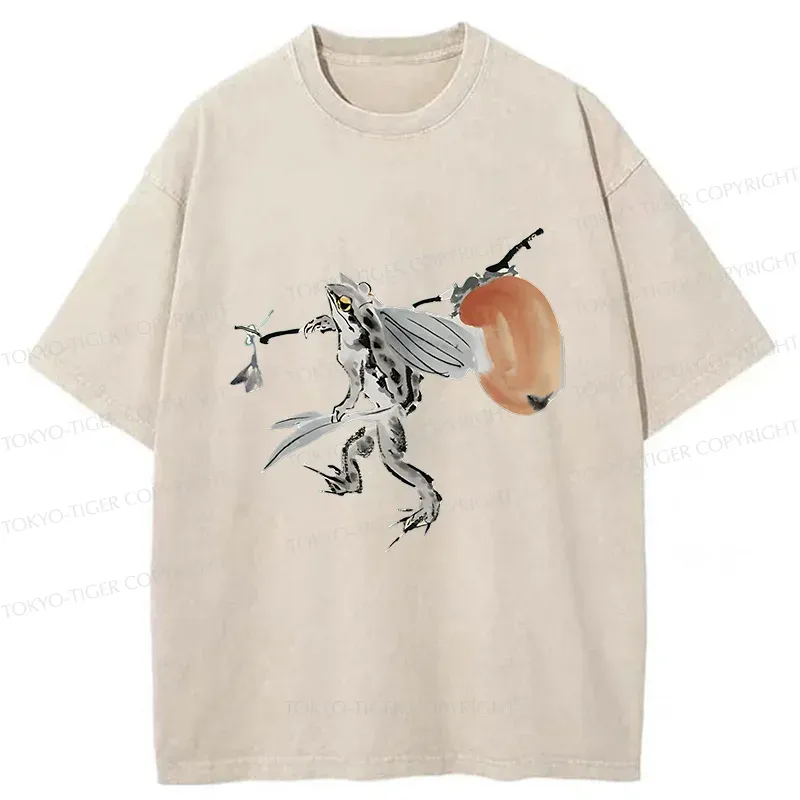 Tokyo-Tiger Frog About To Travel Washed T-Shirt