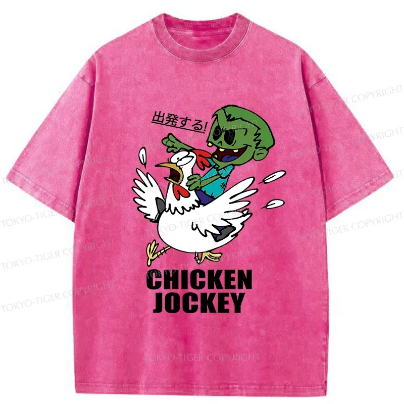 Tokyo-Tiger Zombie Riding Chicken Washed T-Shirt