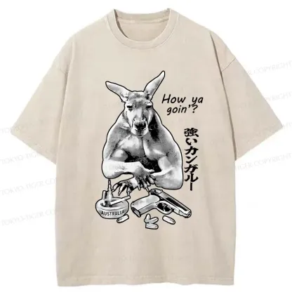 Tokyo-Tiger Strong Kangaroo Washed T-Shirt
