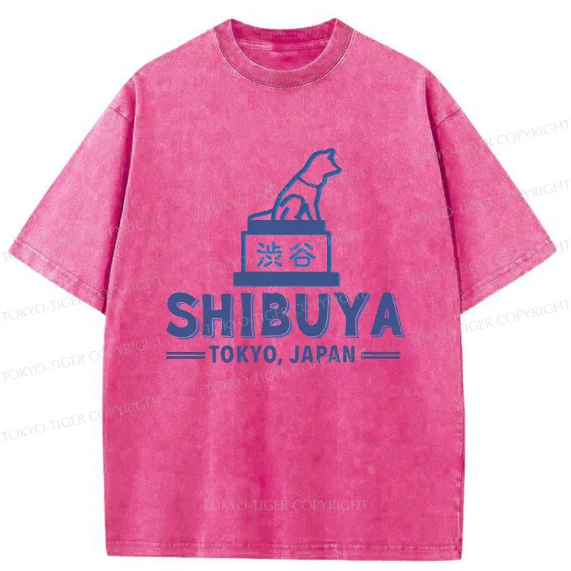 Tokyo-Tiger Loyal Dog Statue Washed T-Shirt