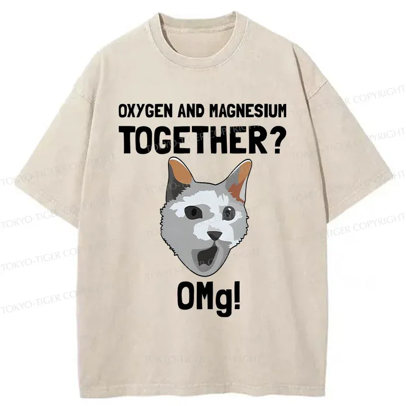 Tokyo-Tiger Surprised Cat Washed T-Shirt