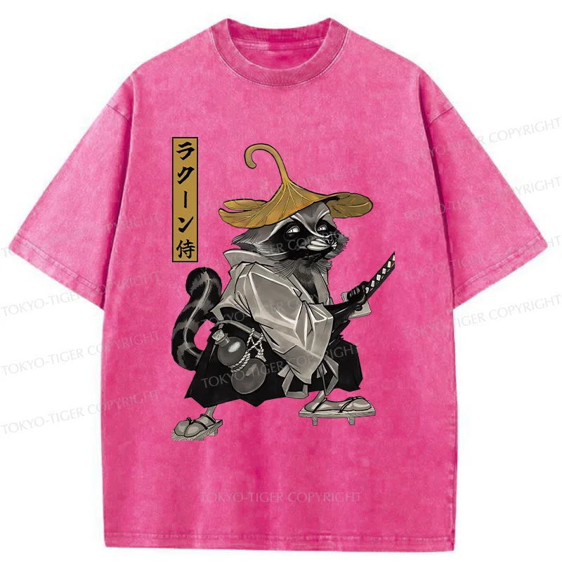 Tokyo-Tiger Samurai Raccoon Washed T-Shirt