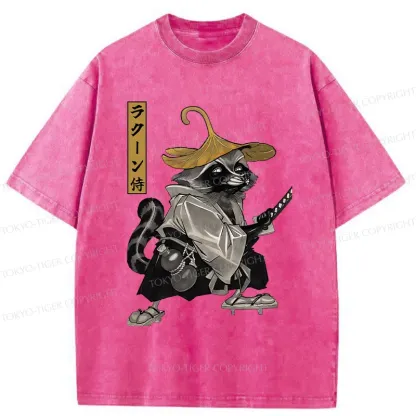 Tokyo-Tiger Samurai Raccoon Washed T-Shirt