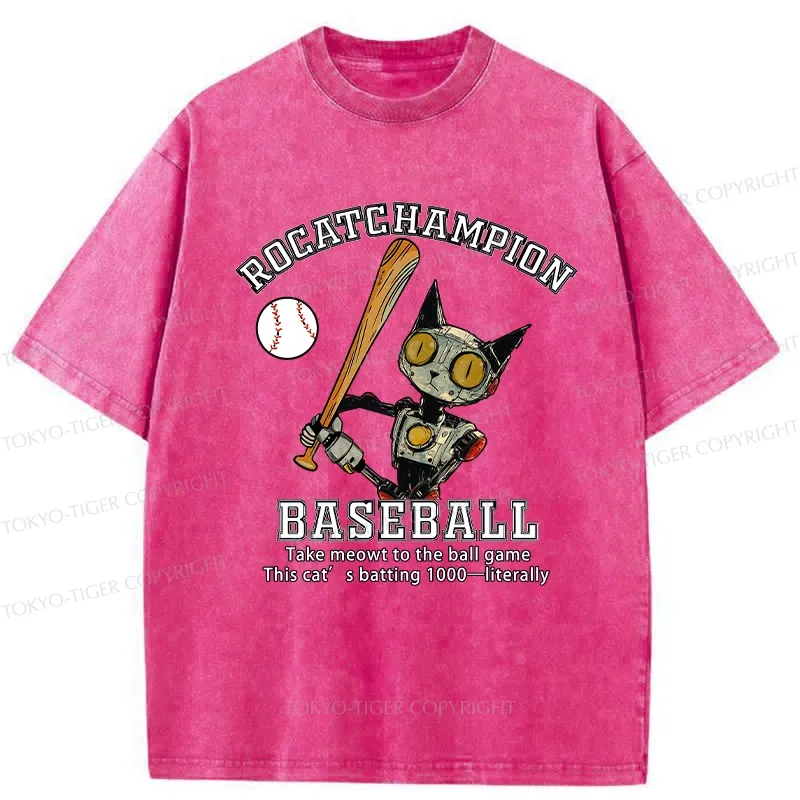 Tokyo-Tiger Take Cat To A Baseball Game Washed T-Shirt