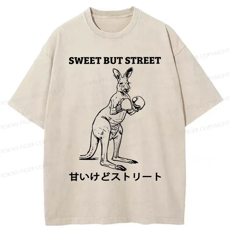 Tokyo-Tiger Funny Kangaroo Washed T-Shirt