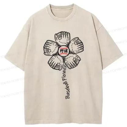 Tokyo-Tiger Baseball Flower Washed T-Shirt
