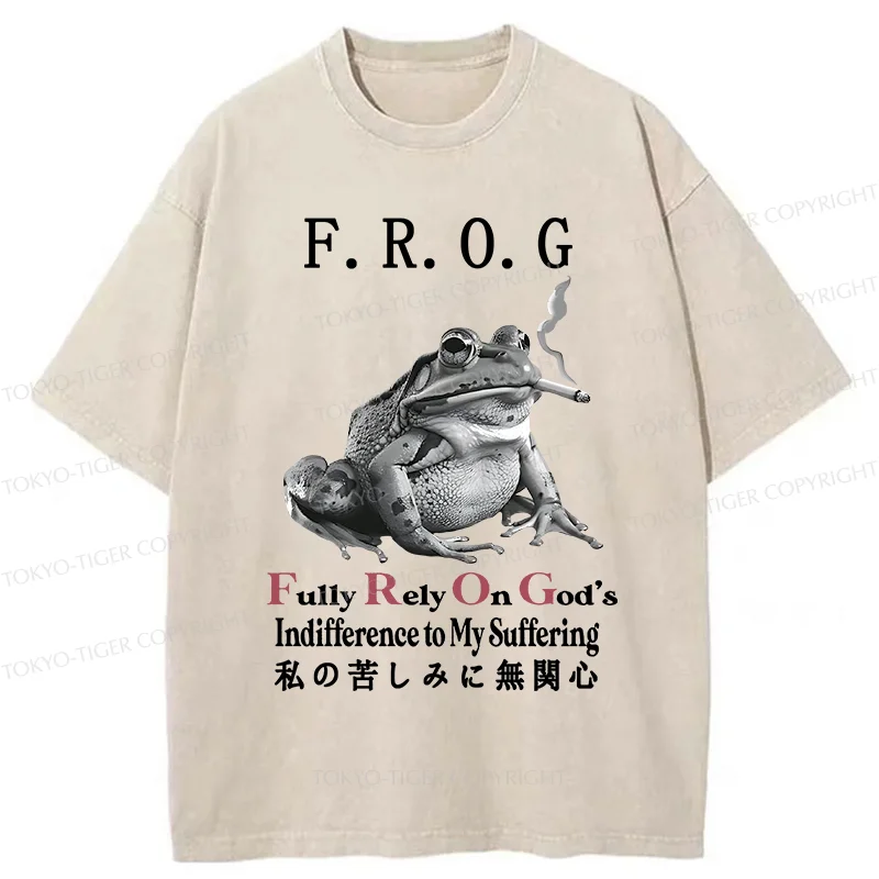 Tokyo-Tiger Indifferent Frog Washed T-Shirt
