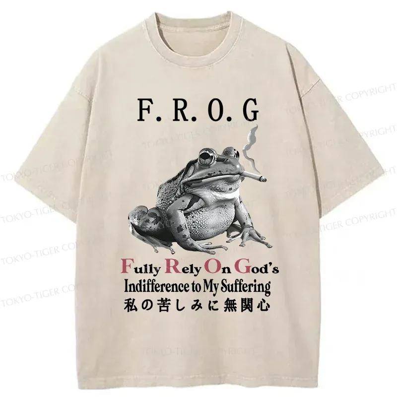 Tokyo-Tiger Indifferent Frog Washed T-Shirt