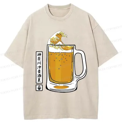 Tokyo-Tiger Japan Beer Wave Washed T-Shirt