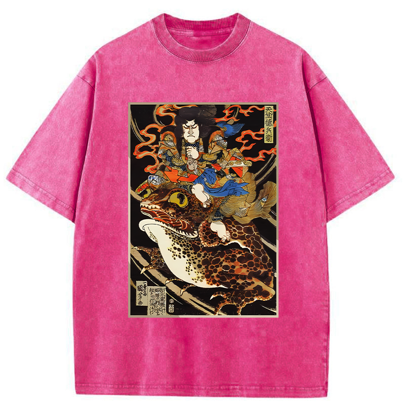 Tokyo-Tiger Japanese Samurai Ride A Toad Washed T-Shirt