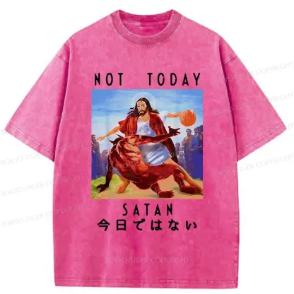 Tokyo-Tiger Jesus Is Fighting The Devil Washed T-Shirt