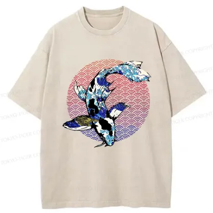 Tokyo-Tiger Vintage Japanese Koi Washed T-Shirt