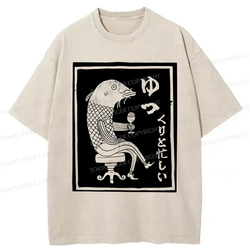 Tokyo-Tiger Retro Fishman Washed T-Shirt