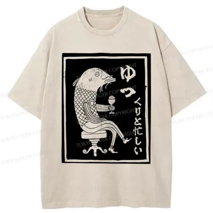 Tokyo-Tiger Retro Fishman Washed T-Shirt