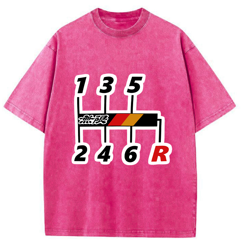 Tokyo-Tiger Car Gear Stick Washed T-Shirt