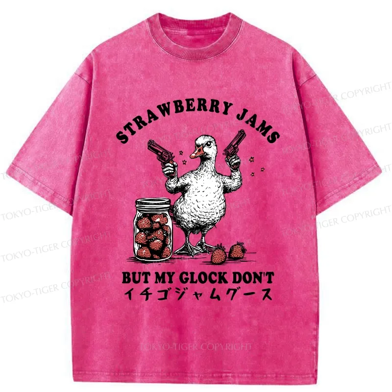 Tokyo-Tiger Strawberry Jam Funny Washed T-Shirt