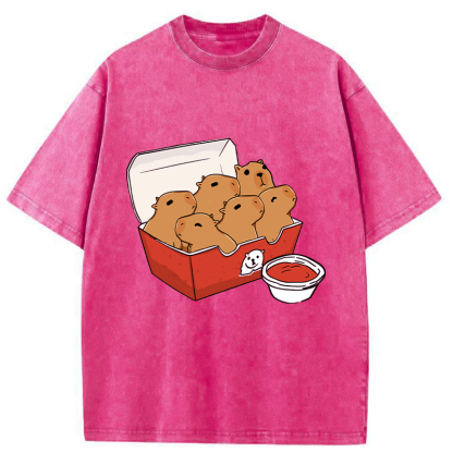 Tokyo-Tiger Capybara With Tomato Sauce Washed T-Shirt