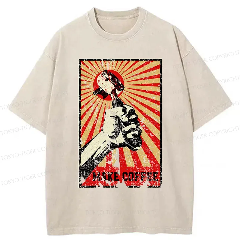 Tokyo-Tiger Make Coffee Together Washed T-Shirt