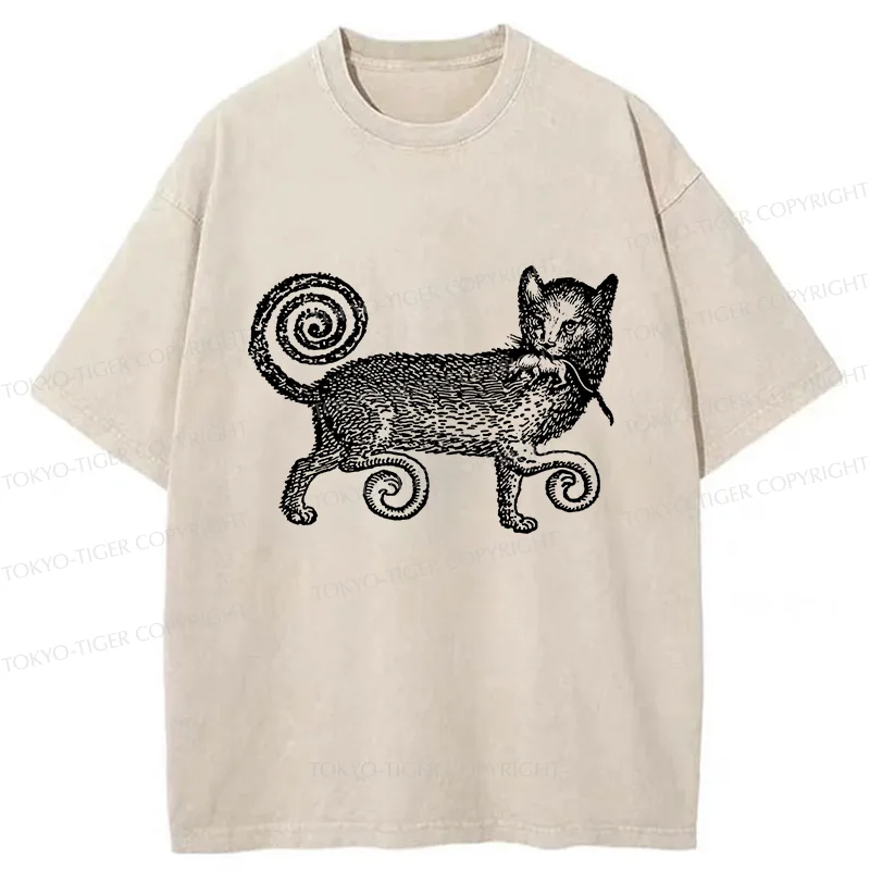 Tokyo-Tiger Cat That Caught The Mouse Washed T-Shirt