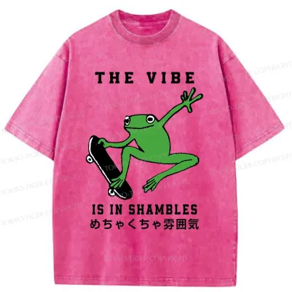 Tokyo-Tiger Frog Skateboard Washed T-Shirt