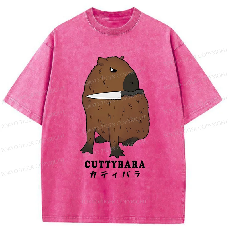 Tokyo-Tiger Cuttybara Funny Washed T-Shirt