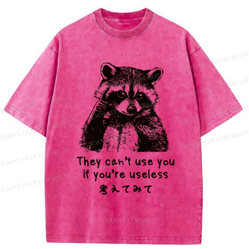 Tokyo-Tiger Funny Raccoon Quotes Washed T-Shirt