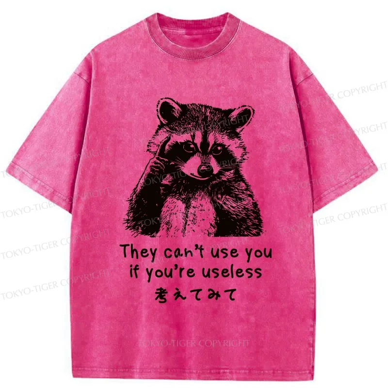 Tokyo-Tiger Funny Raccoon Quotes Washed T-Shirt