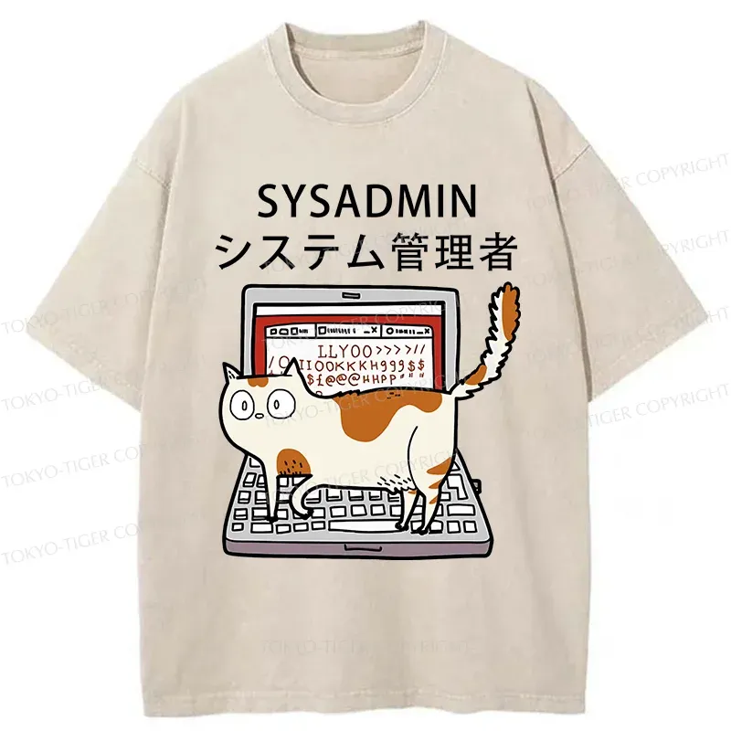 Tokyo-Tiger Naughty Cat Japan Washed T-Shirt