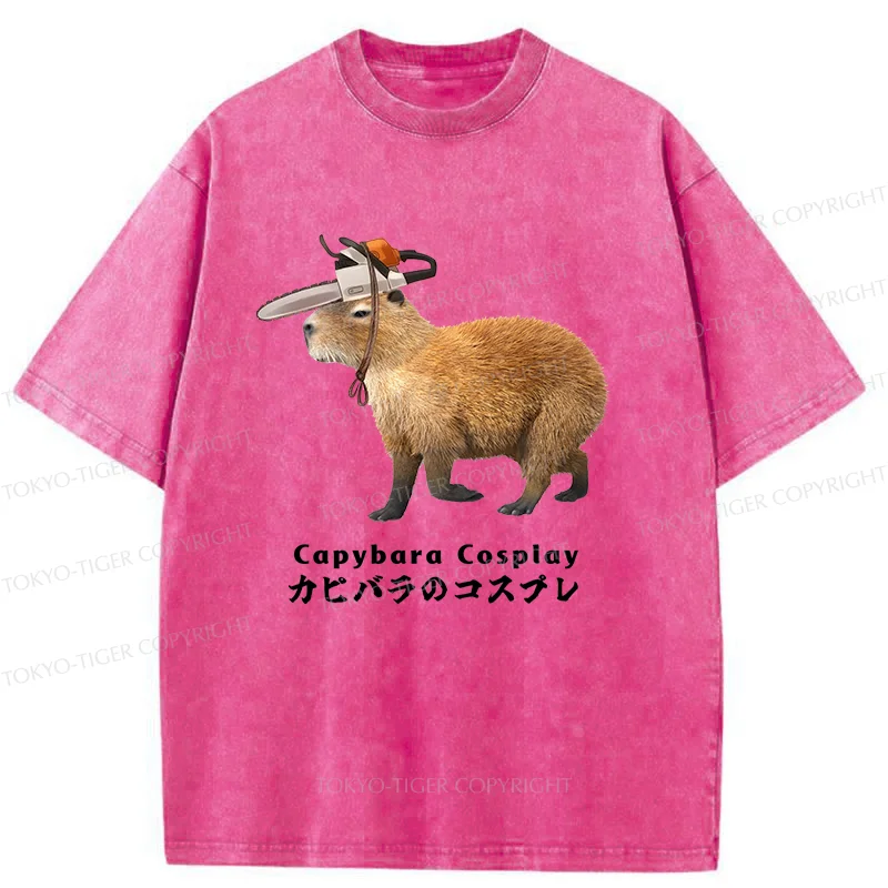 Tokyo-Tiger Capybara Cosplay Washed T-Shirt
