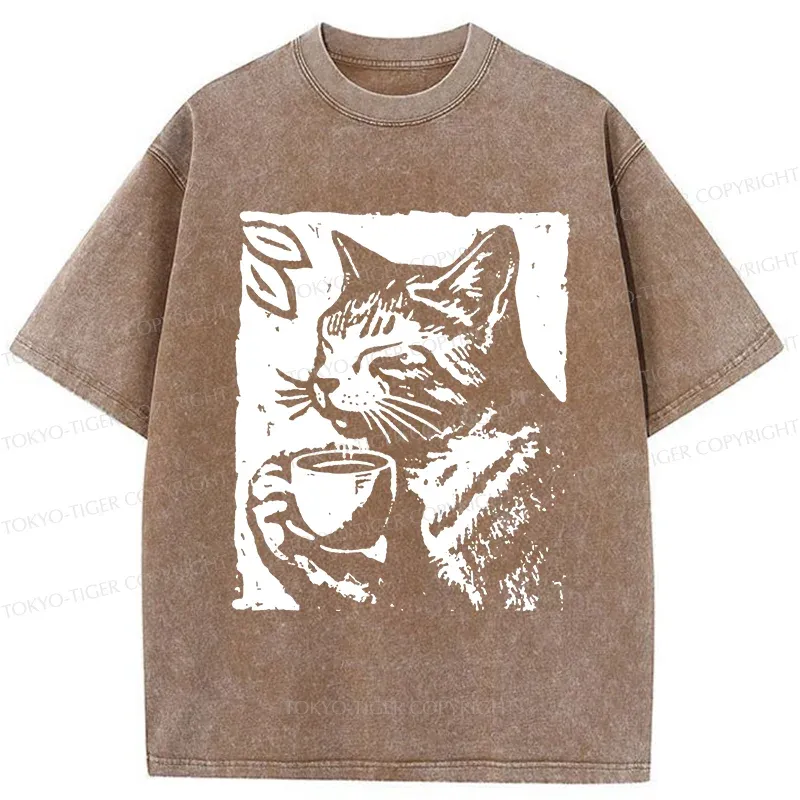 Tokyo-Tiger Comfortable Cat Washed T-Shirt