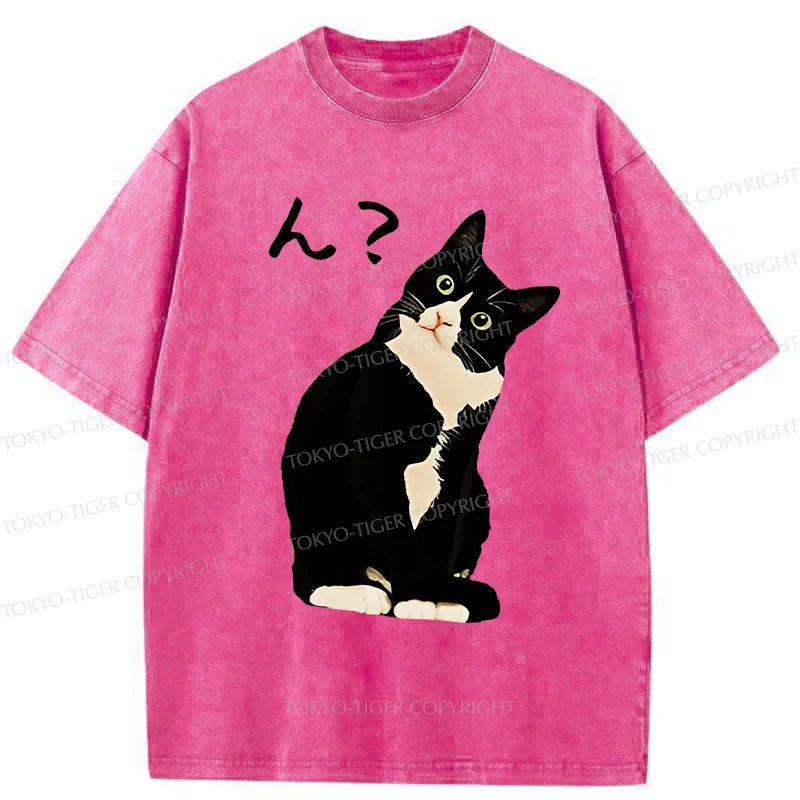 Tokyo-Tiger Suspicious Cat Japan Washed T-Shirt