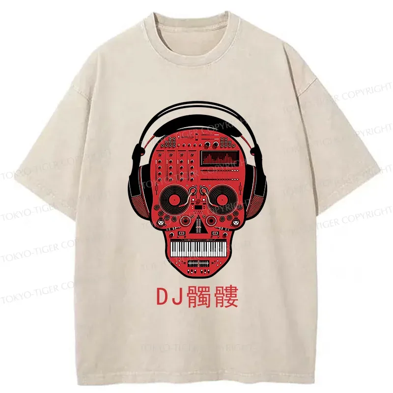 Tokyo-Tiger DJ Skull Washed T-Shirt