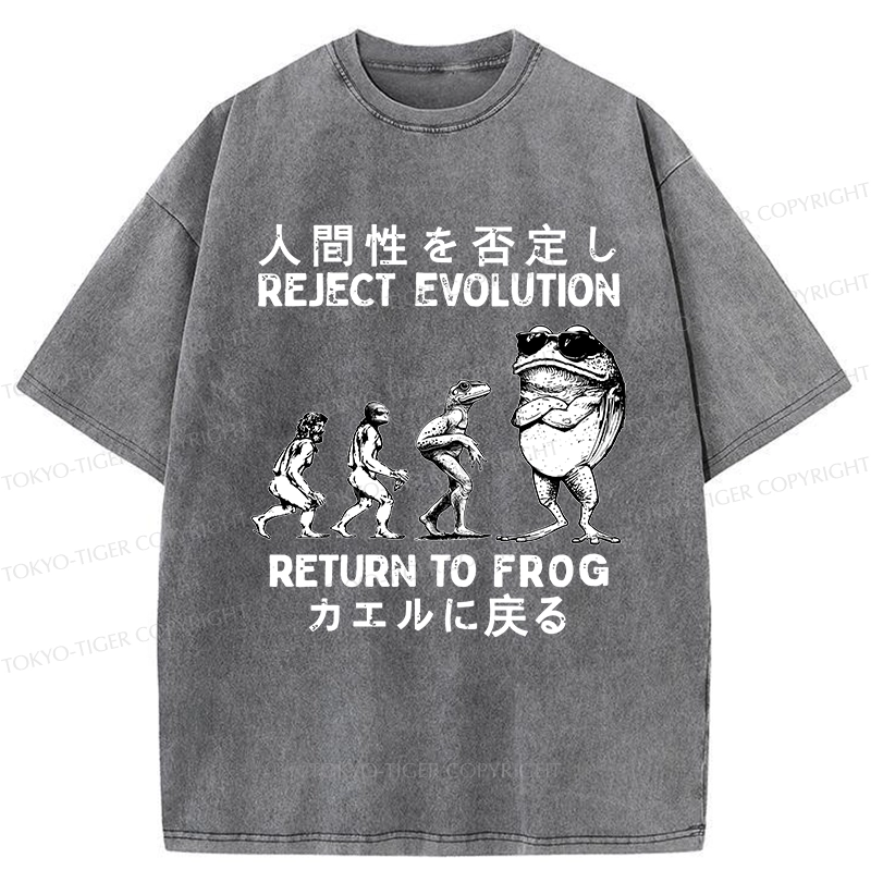 Tokyo-Tiger Reject Evolution Return To Frog Funny Washed T-Shirt