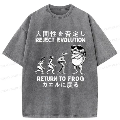 Tokyo-Tiger Reject Evolution Return To Frog Funny Washed T-Shirt