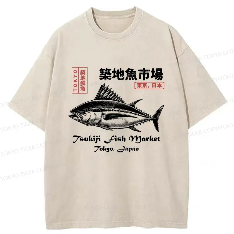 Tokyo-Tiger Vintage Tokyo Fish Market Washed T-Shirt