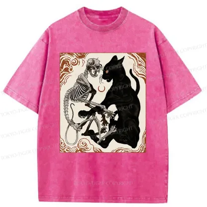 Tokyo-Tiger Twin Cats Washed T-Shirt